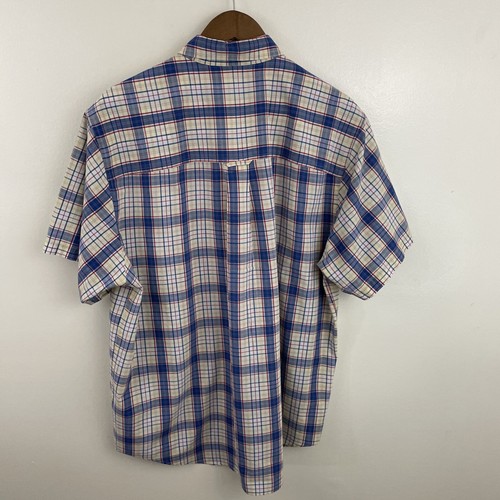 Vintage Chaps Ralph Lauren Shirt Mens Large Blue & Yellow Plaid Short SLV Button - Picture 2 of 14