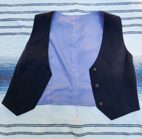 Upcycled Fashion Handmade Women's Vest Recycled Suiting Cotton Lined M (12-14) - Picture 11 of 11