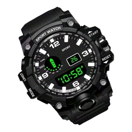 Dual-Display Nachtlicht Sport elektronische Uhr mit Uhrzeit Datum und Wochenanzeige - Bild 1 von 4