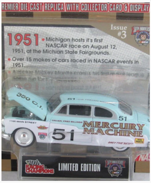 Racing Champions 1998 50 aniversario 1951 Mercury Machine 1/64 NASCAR fundido a presión Foto 2 de 2