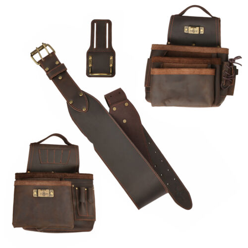 TOURBON Leather Carpenter Pack Electrician Tool Belt/Pouch/Bag/Holder Heavy Duty - Picture 4 of 24