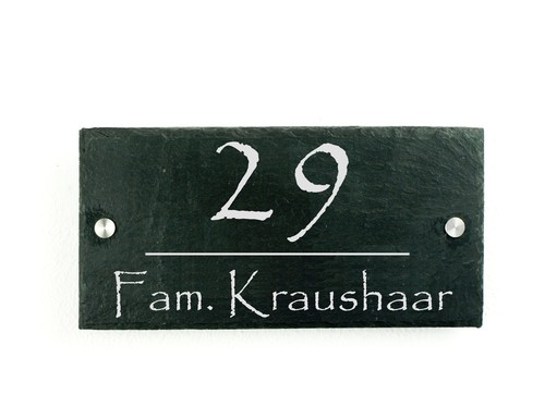 Hausnummer Türschild Namensschild Schiefer 15x30cm Gravur Name Alu Abstandhalter - Bild 27 von 32