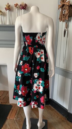 vintage 1980s 1990s does 1950s strapless floral dress lanz pockets spring midi - Picture 5 of 17