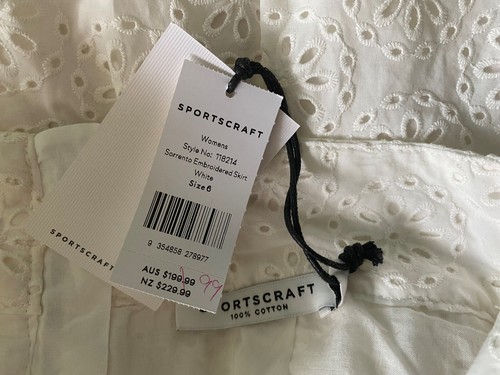NWT Sportscraft 'Sorrento' Embroidered White Cotton Skirt - AU 6 - Bild 11 von 12