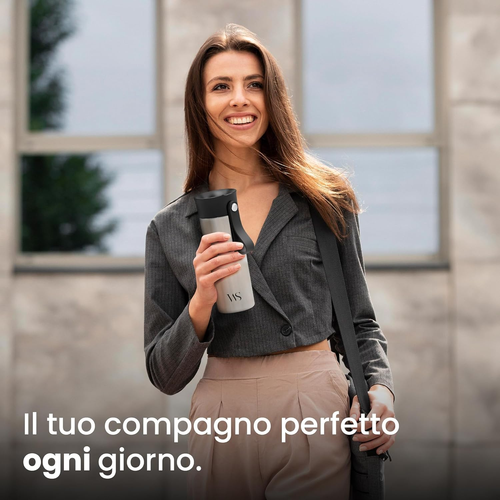 Tazza Termica Da Viaggio Termos Caffè Con Tracolla E Infusore per Tè | 360Ml The - Foto 6 di 12
