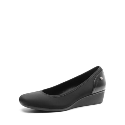 Women Low Wedge Heel Close Square Toe Comfortable Slip On Pump Dress Shoes - Picture 3 of 26