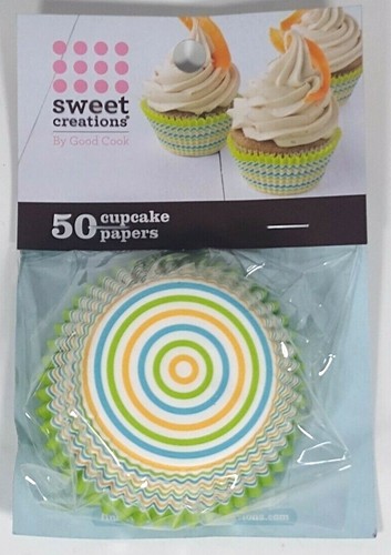 2 Packs of 50 Cupcake Papers  Sweet Creations Good Cook Green, Orange, Blue - Picture 2 of 3