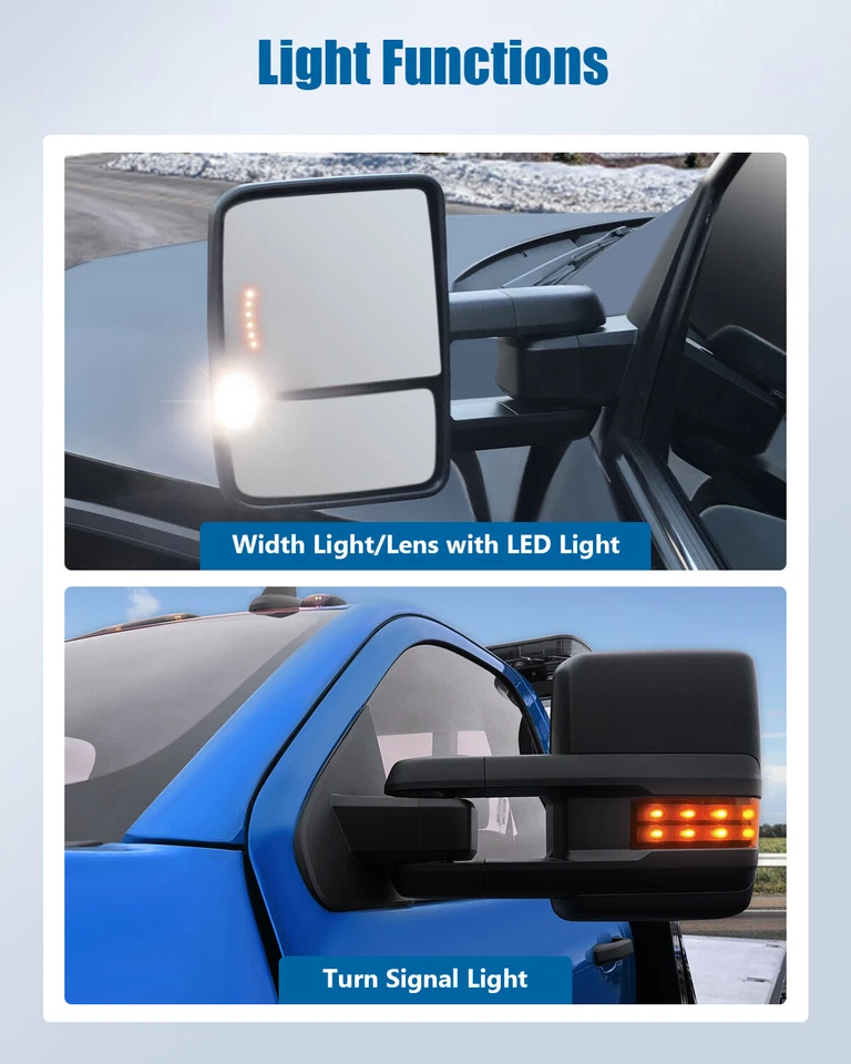 ✅ Par de espejos retrovisores negros para remolque eléctrico negro para Chevy GMC C/K señales C 88-98 Foto 3 de 4