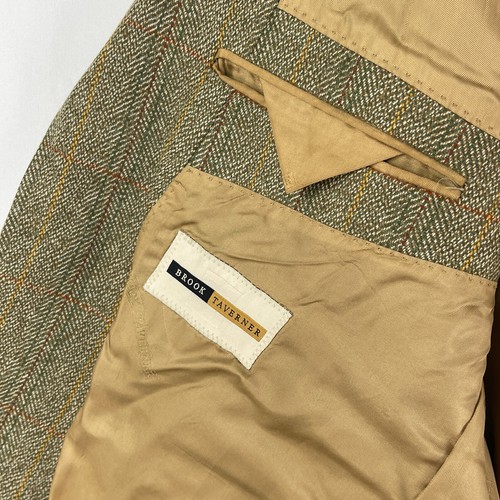 Chaqueta de tweed Brook Taverner para hombre 42S verde a cuadros lana Country Blazer - Imagen 13 de 15