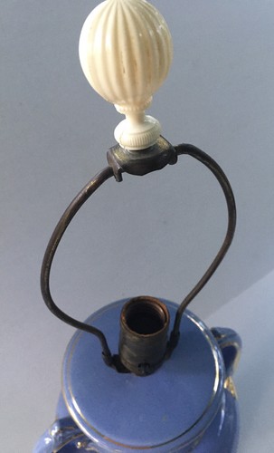 Immergrün blaue Flur Tischlampe 1950-1960 China groß schön sehr guter Zustand - Bild 6 von 12