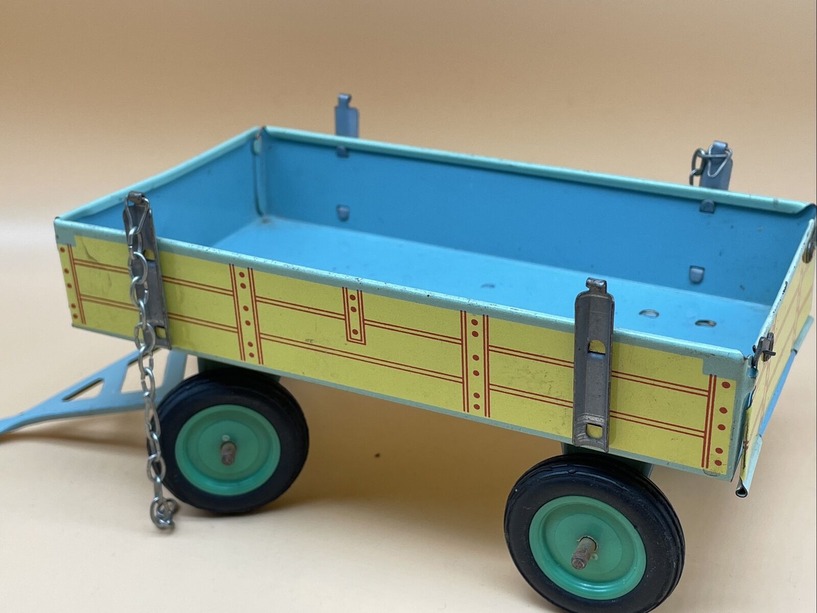 VINTAGE OLD RARE WIND-UP TIN TOY TRACTOR AGRIMOTOR KDN AND TRAILER Farm Vintage - Picture 15 of 20