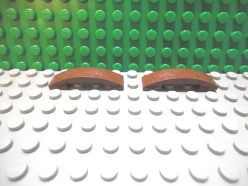 Lego 2 Reddish Brown 4x1 double curved smooth slopes brick block NEW