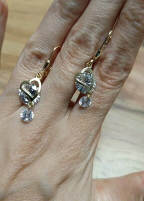 925 Sterling Silber Ohrringe Herz  vergoldet Zirkonia Schmuck 2