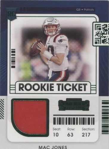 2021 Panini Contenders Football Mac Jones Rookie Ticket Patch