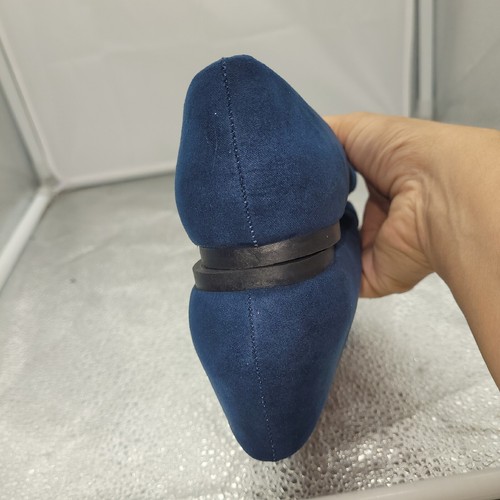 NWT Rozzin Royal Blu Faux Suede Soft Criss-cross Toe Casual Career Flats US SZ 8 - Picture 8 of 10