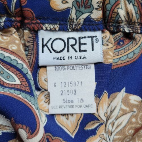 Vintage Koret Midirock Damen 16 braun Paisley Plissee Bohemian Boho Gypsy Folk - Bild 3 von 13