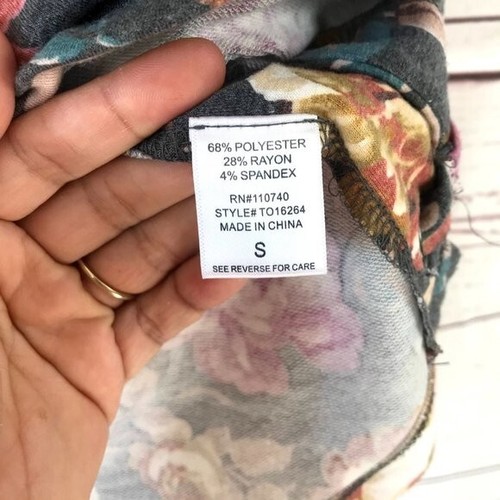 The Line of Style Gray Floral Print Sweater Shirt Womens Long Sleeve Size Small - Imagen 6 de 7