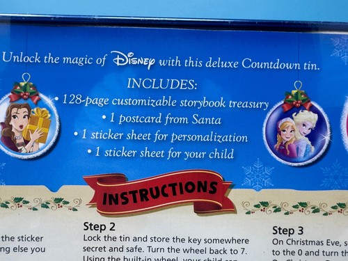Disney 7 Days Until Christmas Countdown Tin with Lock/Treasury *BRAND NEW* - Picture 5 of 10