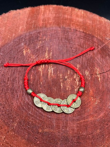China Knot Five Emperor Coins Copper Lucky Charms Red Thread Bracelet - Picture 11 of 11