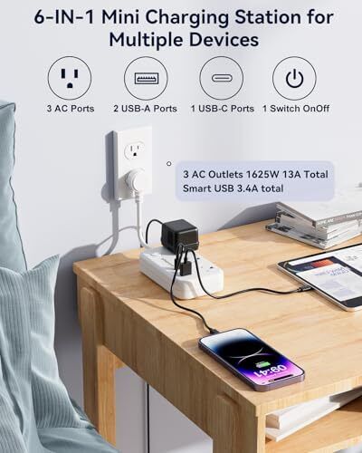 Short Extension Cord 6 inch, Small Extension Cord with Switch, 13A (1625W) - Picture 2 of 6