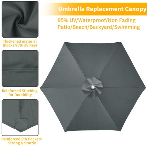 2M 2.5M 2.7M 3M Round Garden Replacement Fabric Parasol Umbrella Cover 6/8 Arm - Picture 41 of 115