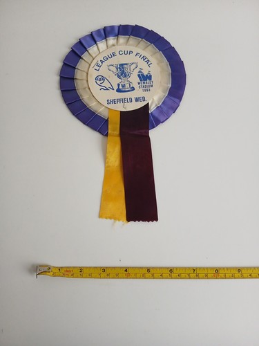 VINTAGE 1990'S Sheffield Wednesday FOOTBALL SUPPORTERS ROSETTE PENNANT Wembley - Picture 6 of 7