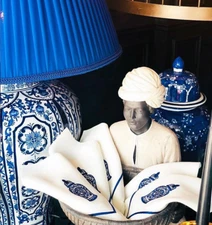 Set of 4 Blueblanc Embroidered Dinner Napkins - Elegant Table Linens