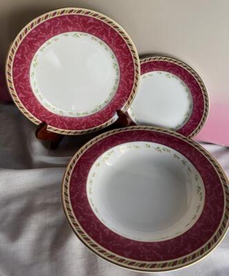 Royal Albert Seasons of Colour Red 3 pc - Salad + Bread Plate + Rim Soup Bowl