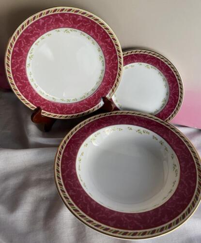 Royal Albert Seasons of Colour rot 3 Stück - Salat + Brotteller + Rand Suppenschüssel
