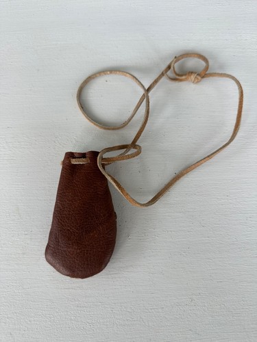 Small Leather Drawstring Pouch~Pocket Change ~Utility Knife
