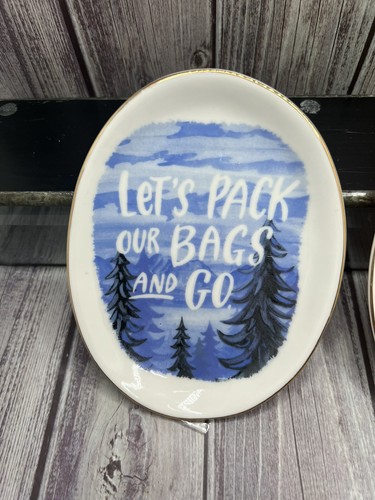 HTF Angela Staehling Wanderlust Collection -Set/2. 5" Oval Plates/Dish - Foto 2 di 5