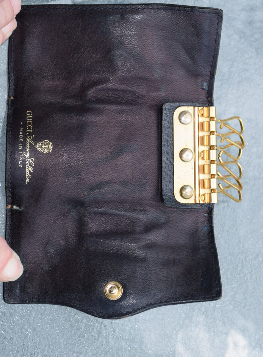 GUCCI VINTAGE BLUE MONOGRAM 6 KEY HOLDER CASE - Used by nice GUCCI VINTAGE BLUE MONOGRAM 6 KEY HOLDER CASE - Used by nice