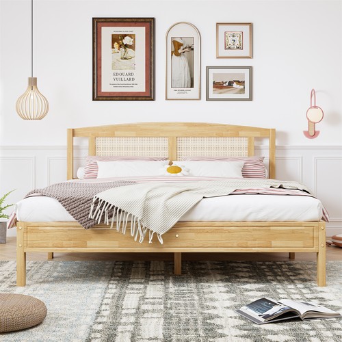 Holzbett Doppelbett 160 x 200 cm Kiefernholz Massiv Bettgestell mit Lattenrost - Bild 2 von 12