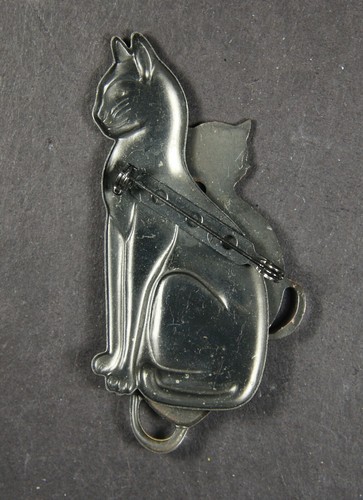 Broche prendedor de metal vintage tres gatos tricolor/estaño-cobre-latón tono - Imagen 3 de 5