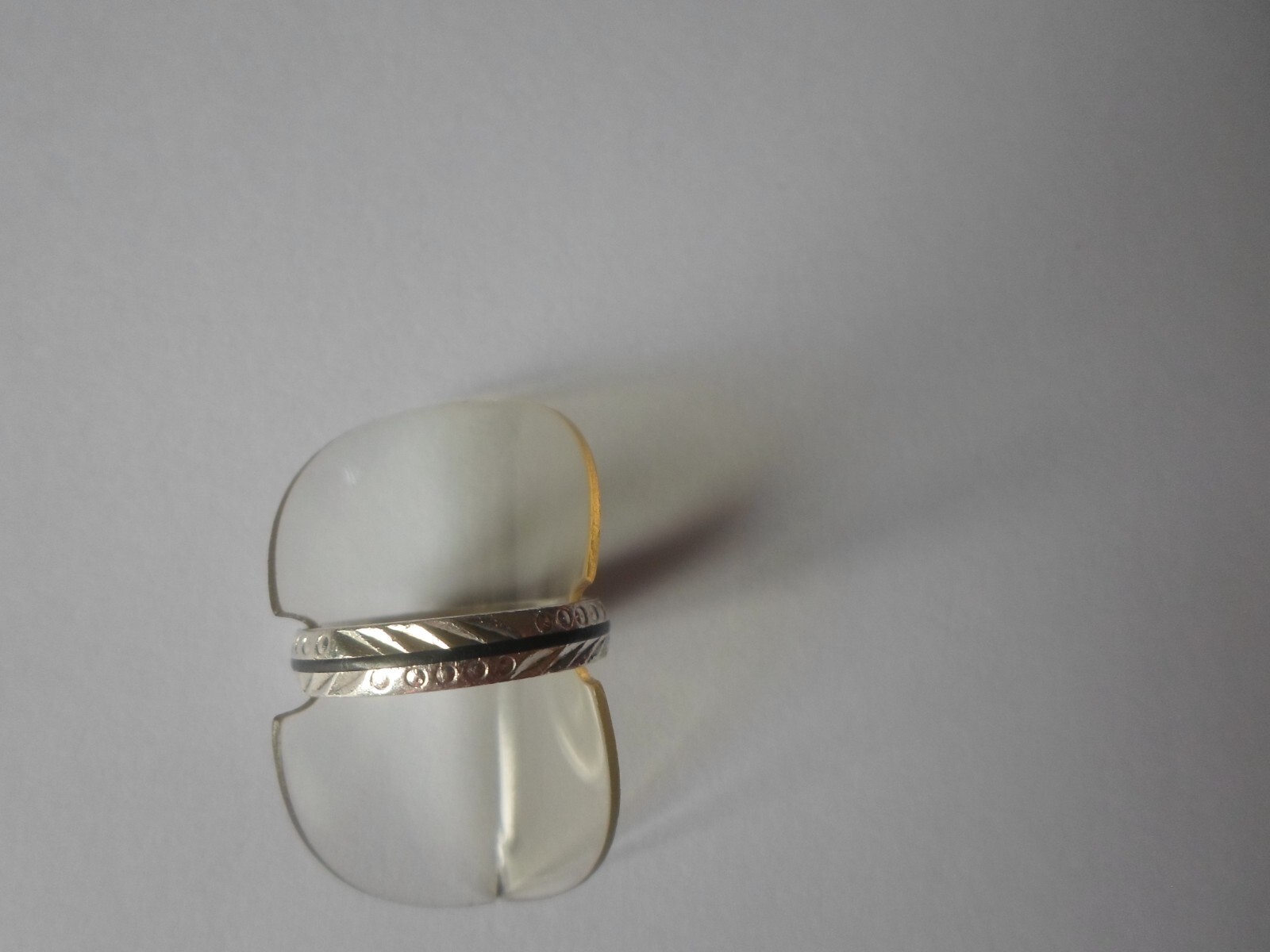 solid silver ring, chiseled ring, black border, s… - image 5