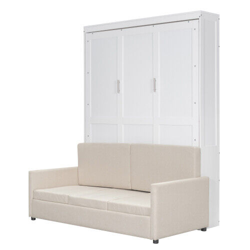 Queen Size Murphy Bed Modern Wall Bed Frames with Cushion Cabinet Bed Sofa Chair - Picture 6 of 44