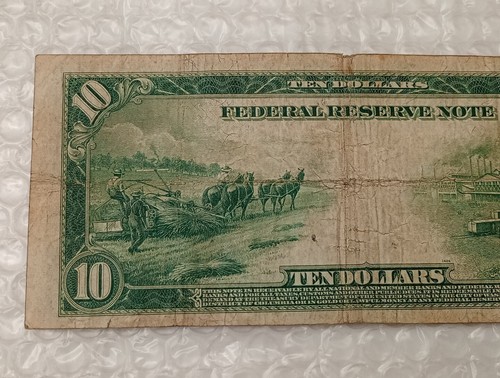 USA~1914 Federal Reserve Note~ $10 Dollars~ Large~ Special Series Number 666 In  - Picture 7 of 10