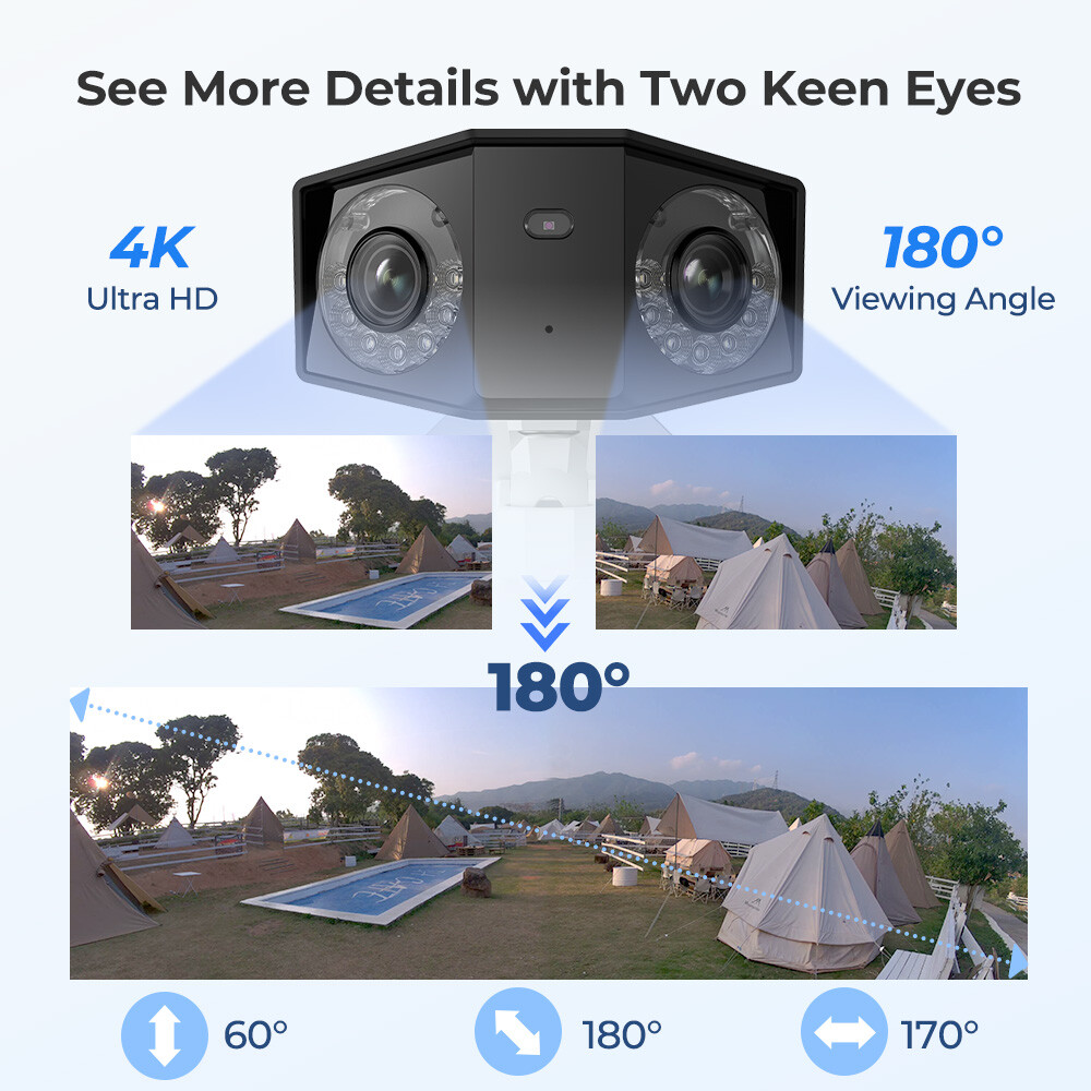 Reolink 4K Poe sicurezza esterna colore notte 180° vista doppia lente Duo 2 POE
