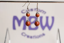 Handmade in USA- Double Gemstone 21mm Stainless Steel Ear Wire Dangle Earrings