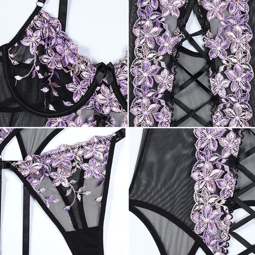 Lencería sexy para mujer Babydoll Prendas para dormir Ropa interior Encaje Prendas para dormir Vestido Tanga - Imagen 11 de 32