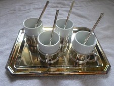 argenterie service a cafe 4 pieces tasses argent porcelaine