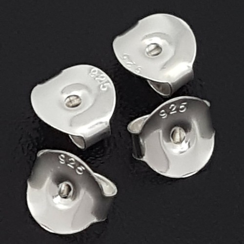 Earring Backs Large 6mm 925 Sterling Silver Butterfly Stoppers For Post Studs - Picture 2 of 12