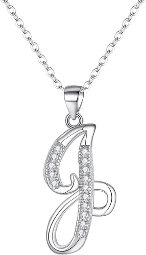 925 Sterling Silver CZ Cursive Initial 26 Letters Alphabet Adjustable Pendant... - Picture 12 of 12