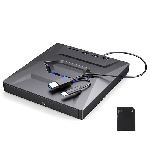 5 in1 USB 3.0 Portable External CD/DVD Drive Player USB Hub For Laptop Desktop - Afbeelding 2 van 21