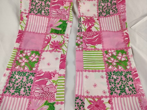 Lilly Pulitzer girl Cameron pants pink green patchtastic patchwork flare 14 - Picture 4 of 6