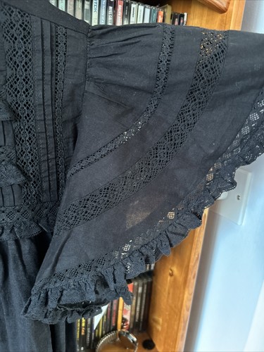 Boden Black S/sleeve Dress 100% Cotton lovely lace sleeves Size 14 Nwt £98 - Picture 3 of 10