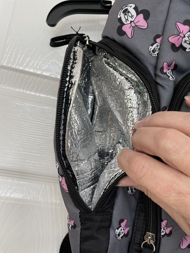 Disney Minnie Mouse Baby Diaper Bag Backpack Gray Pink Missing Changing Pad - Imagen 5 de 9