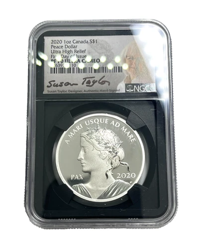 2020 1oz Canada Silver Peace Dollar Ultra High Relief PF70 NGC UC Susan Taylor