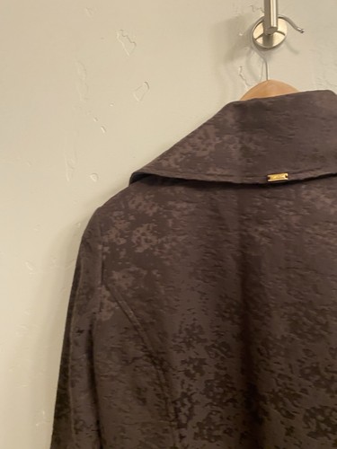 St. John Yellow Label Size 2 XS Brown Jacquard Asymmetric Zip Jacket Blazer - Picture 13 of 22