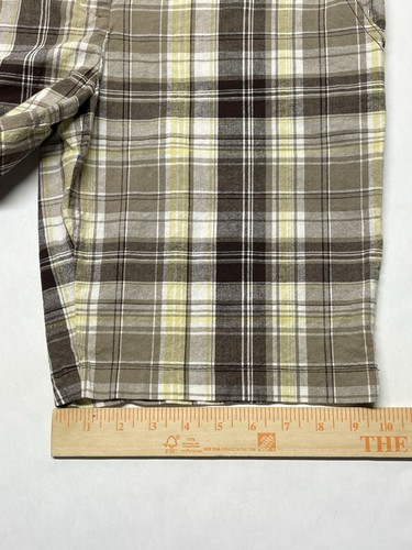 VTG Bugle Boy Brown Yellow Plaid Bermuda Shorts Womens L 34x10 90s Y2K Retro - Picture 23 of 24